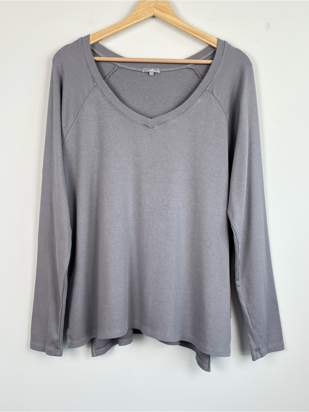 PJ Harlow Frankie gray Supima cotton modal blend pajama lounge top, medium.